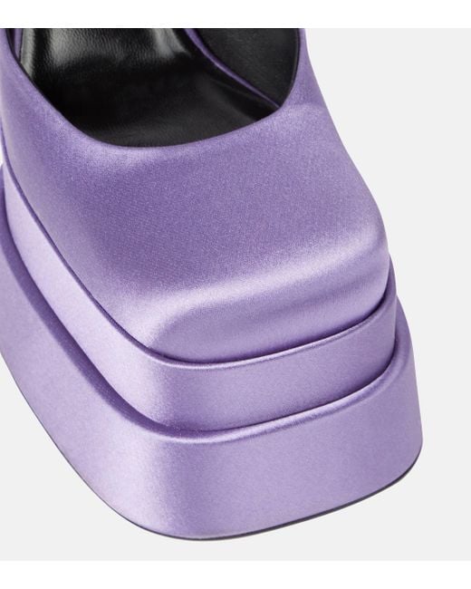 Versace Purple Medusa Aevitas Satin Platform Pumps
