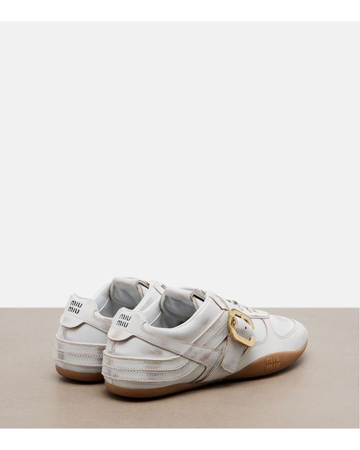 Miu Miu White Gymnasium Leather Sneakers