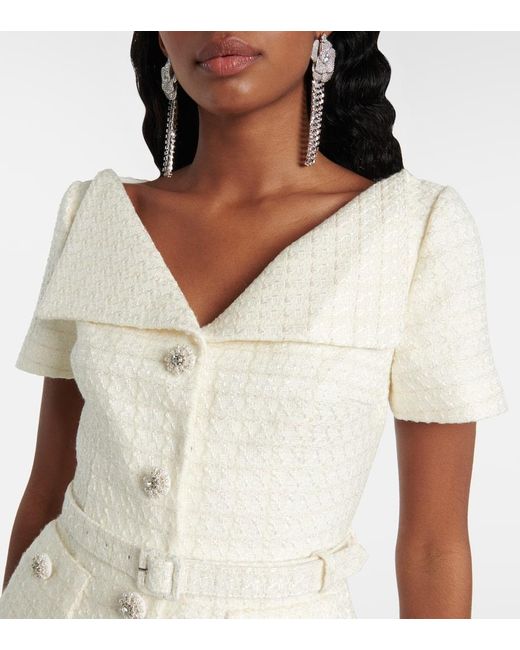 Top De Boucle Con Cinturon Self-Portrait de color White