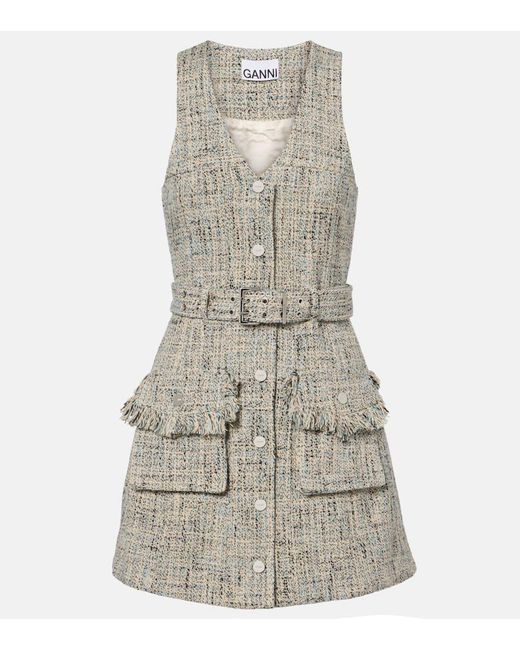 Ganni Gray Minikleid Aus Tweed