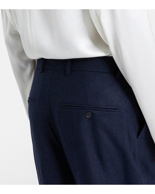 Totême  Blue Flannel Wide-Leg Pants
