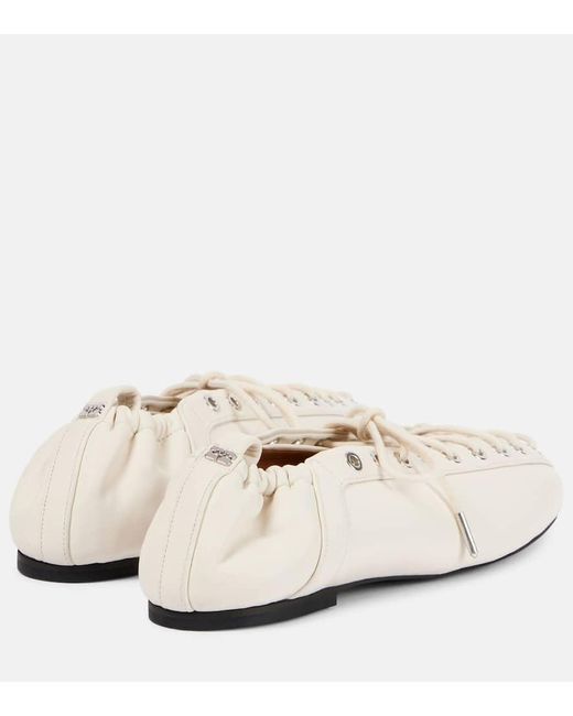 Ganni White Lace-Up Ballet Flats