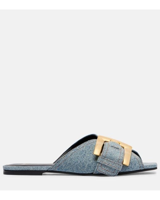 Balmain Blue Anthem Denim Slides