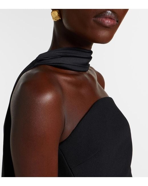 Solace London Black Mae Satin-Paneled Bustier Gown