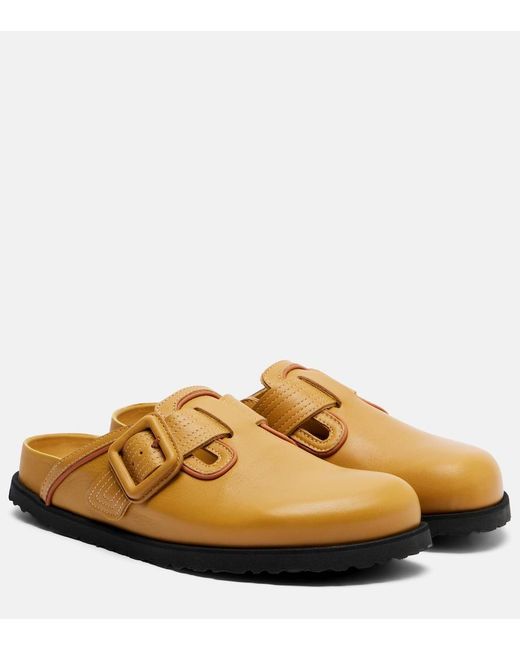 Birkenstock Yellow Boston Leather Clogs