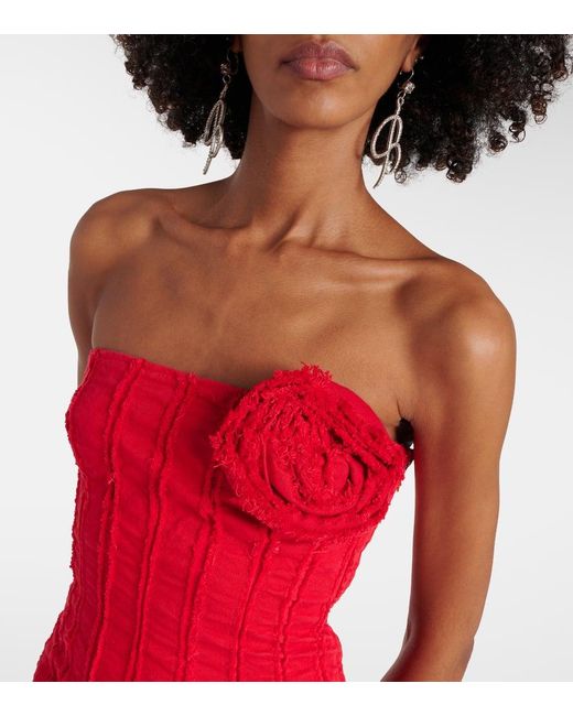 Vestido corto de algodon con aplique floral Blumarine de color Red