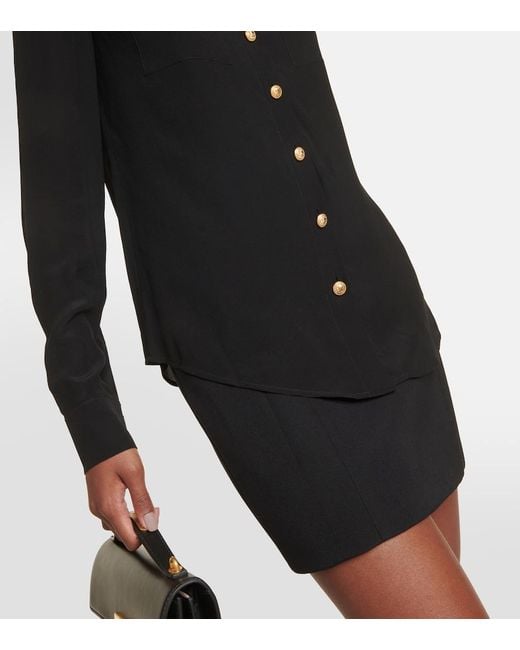 Balmain Black Crepe De Chine Shirt