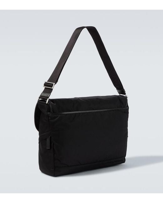 Prada Black Leather-Trimmed Re-Nylon Messenger Bag for men
