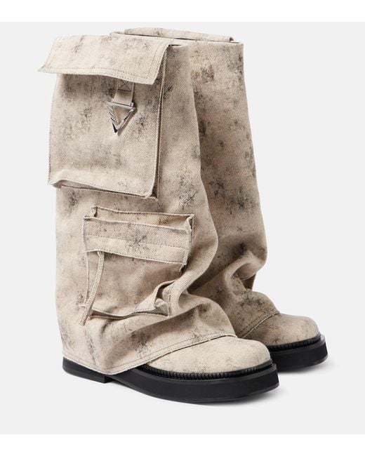 The Attico Natural Stiefel Robin Aus Canvas