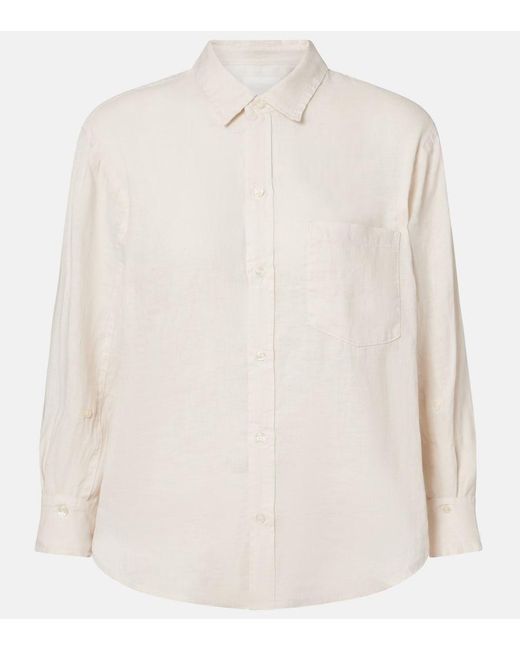Citizens of Humanity White Kayla Shrunken Linen Shirt