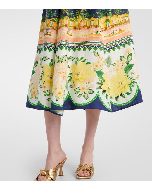 Vestido Midi Adornado Con Aberturas Farm Rio de color Yellow