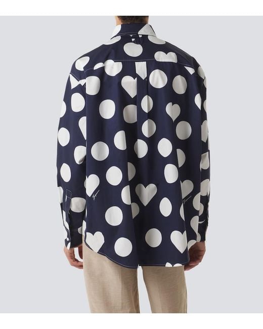 Jacquemus Blue Camargue Polka-Dot Cotton Poplin Shirt for men