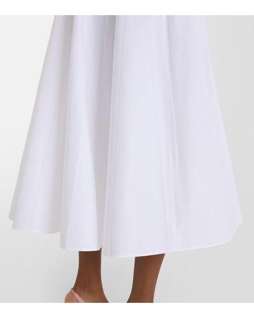 Patou White Gathered Cotton Midi Dress