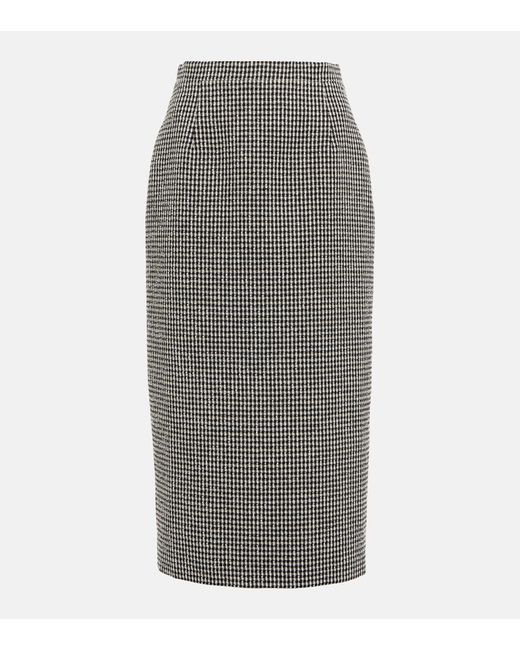 Alessandra Rich Checked Wool-blend Midi Skirt in Gray | Lyst