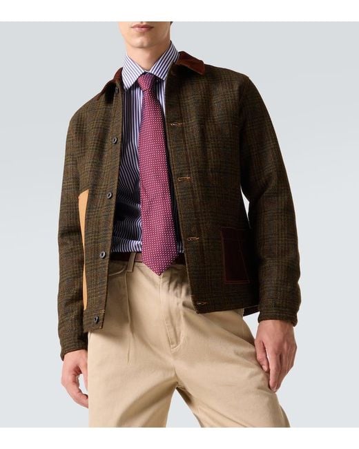 Veste En Laine Et Cuir A Carreaux Junya Watanabe pour homme en coloris Green