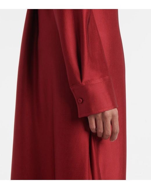 Jil Sander Red Hemdblusenkleid Aus Satin