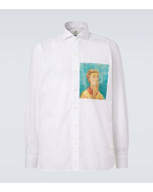 Junya Watanabe White X Luigi Borrelli Printed Cotton Shirt for men