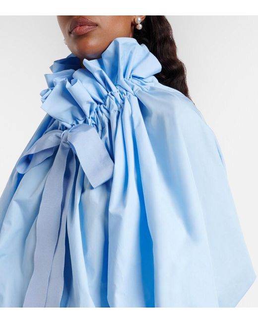 Patou Blue Tie-Neck Cotton Blouse