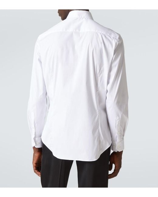 Giorgio Armani White Cotton-Blend Poplin Shirt for men
