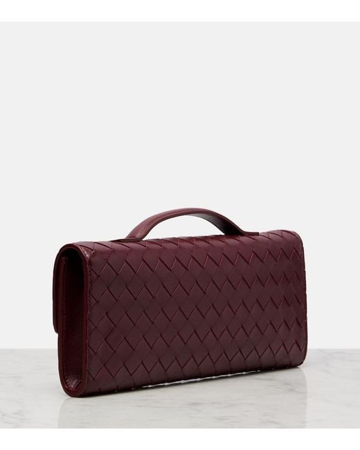 Bottega Veneta Red Andiamo Intrecciato Leather Clutch