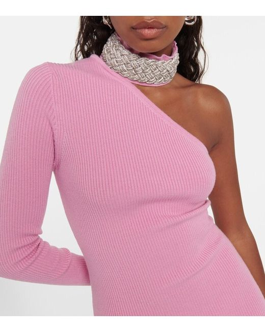 GIUSEPPE DI MORABITO Pink Embellished Wool-Blend Maxi Dress