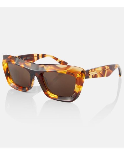 Bottega Veneta Brown Scoop Rectangular Sunglasses