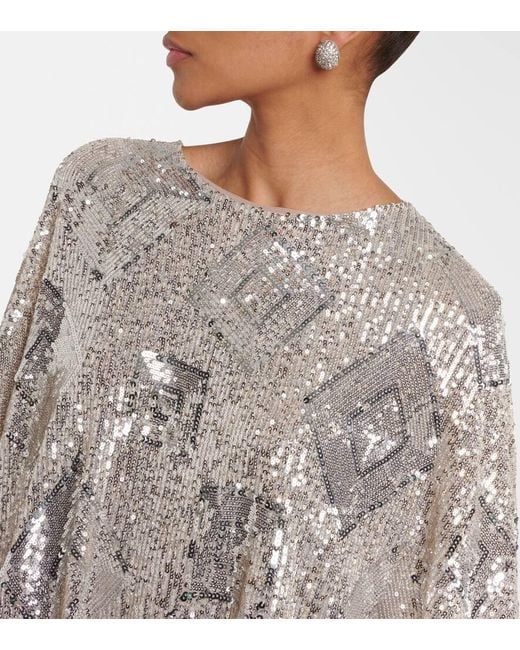‎Taller Marmo Natural Nassau Sequined Feather-Trimmed Cape