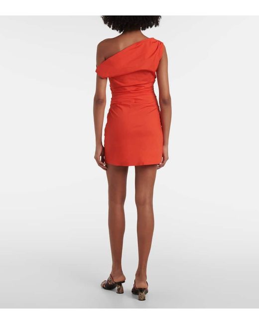 Vestido Corto Phare De Algodon Drapeado Staud de color Orange