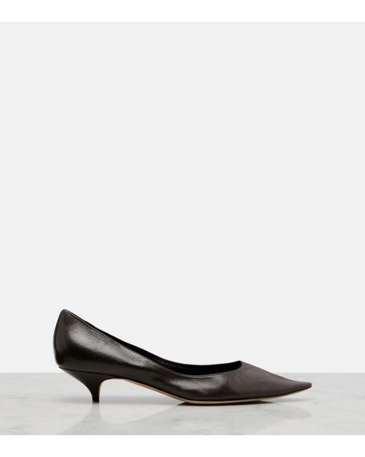 The Row Black Liisa Three Leather Pumps