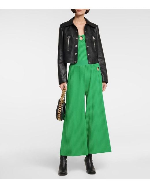 Stella McCartney Green Ribbed-Knit Culottes