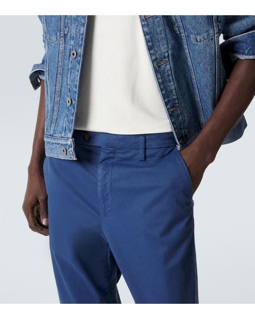 Canali Blue Cotton Straight Chinos for men