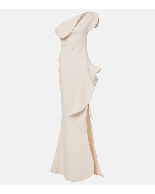 Abito Lungo Monospalla Provenance Con Volant di Maticevski in Natural