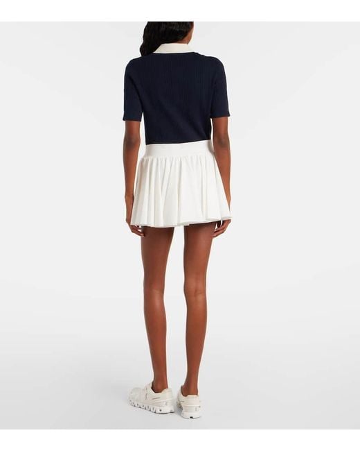 Tory Burch White T Monogram Gathered Jersey Tennis Skirt