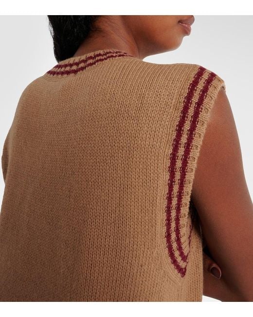 Chaleco De Lana Y Cachemir Con Logo Prada de color Brown