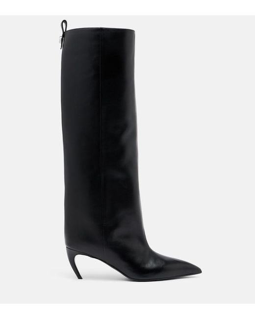 The Attico Black Lea Leather Knee-High Boots