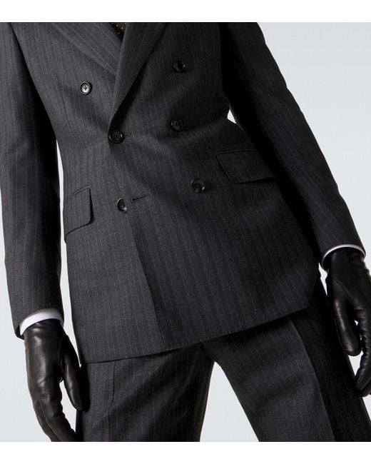 Tom Ford Black Herringbone Wool Blazer for men