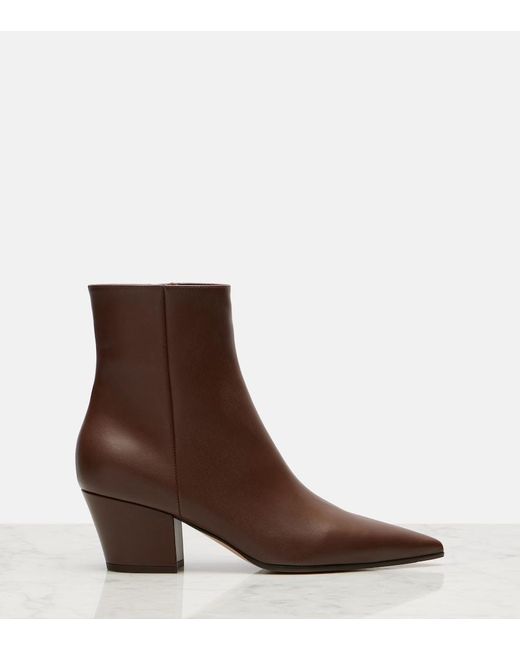 Gianvito Rossi Brown Keinna 55 Leather Ankle Boots
