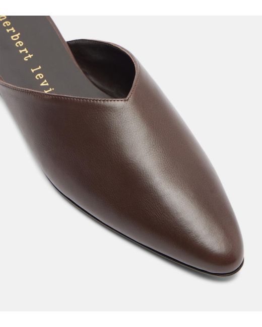 Herbert Levine Brown Homebody Leather Mules