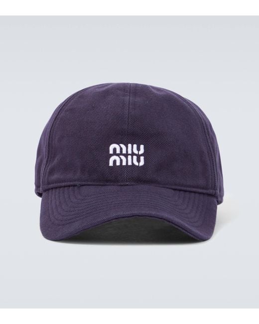 Miu Miu Blue Logo Denim Baseball Cap for men
