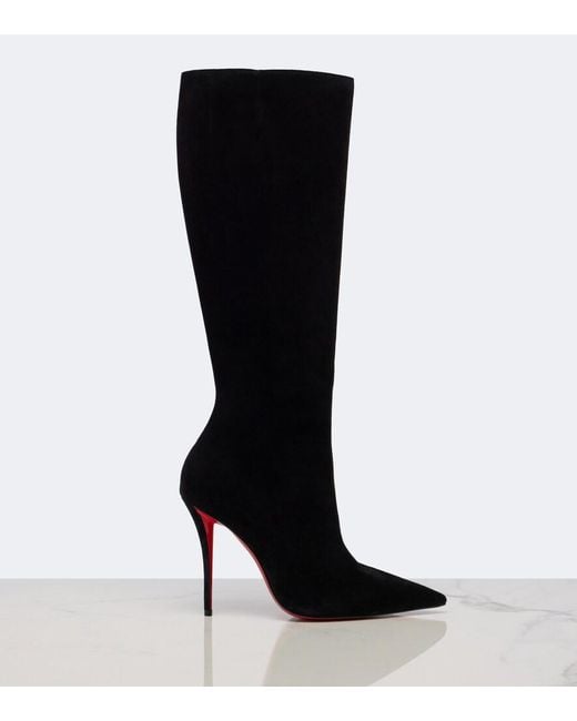 Christian Louboutin Black Miss Z Suede Knee-High Boots