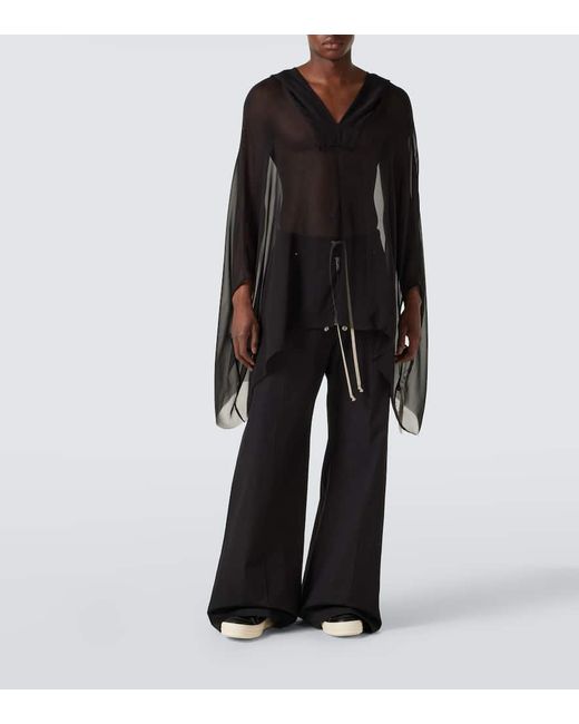 Rick Owens Hoodie Aus Seide in Gray für Herren