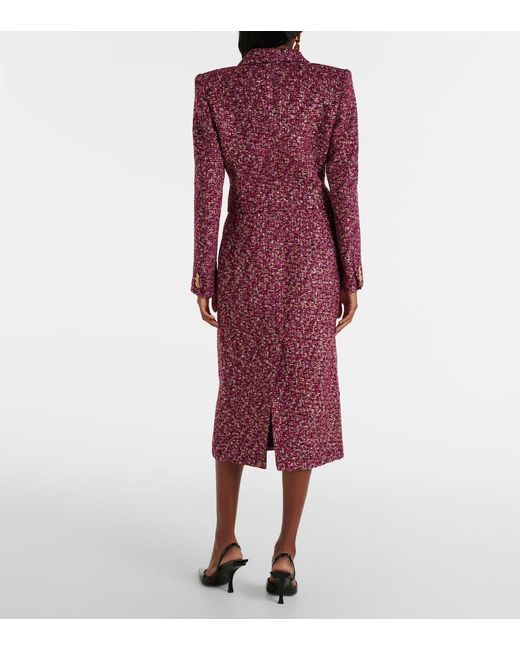 Alessandra Rich Red Sequined Cropped Tweed Blazer