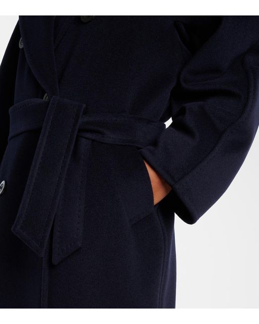 Max Mara Blue Madame Wool And Cashmere Wrap Coat