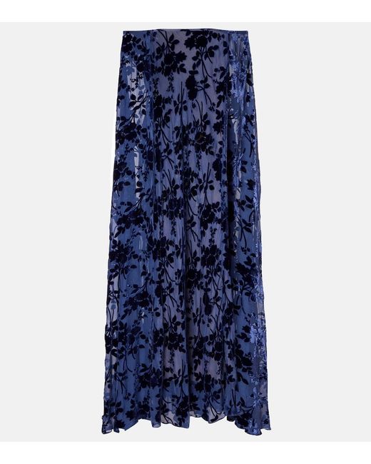 Rodarte Blue Caped Off-Shoulder Jacquard Maxi Dress