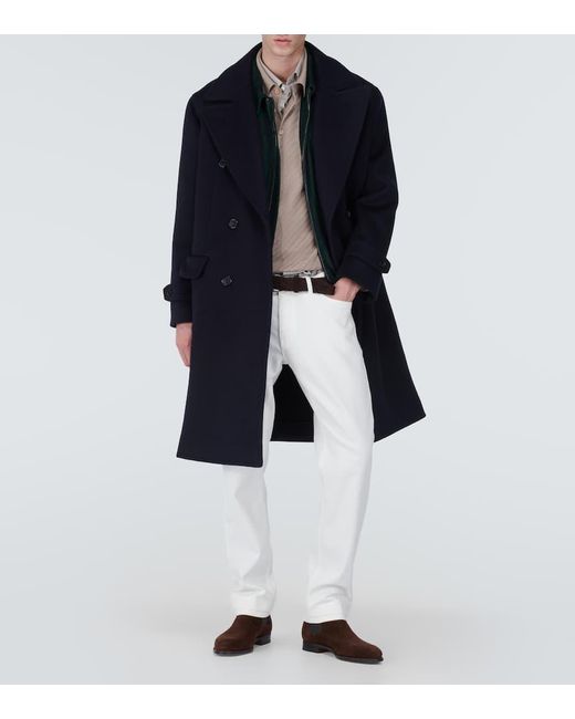 Brioni Blue Wool Overcoat for men