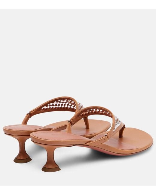 AMINA MUADDI Pink Cameron 45 Embellished Thong Sandals