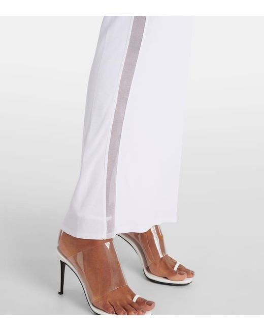Alaïa White Mesh-Trimmed Maxi Dress