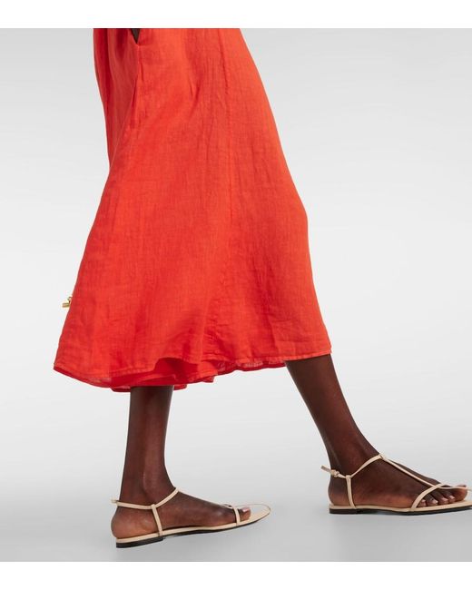 Velvet Red Stephie Linen Midi Dress