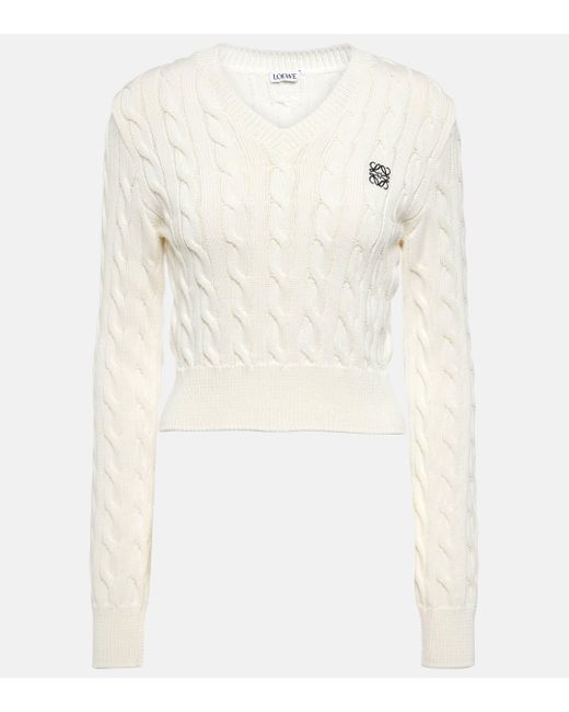 Loewe V-Neck Sweater in White | Lyst Canada