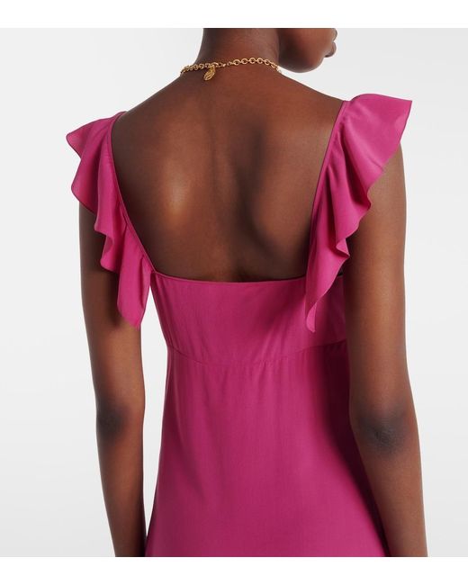 Chloé Purple Ruffled Silk Midi Dress